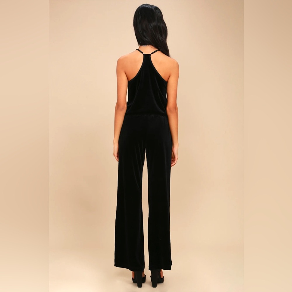 On the Road Black Velvet Jumpsuit - Picture 3 of 7